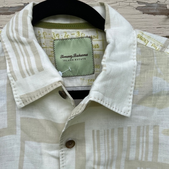 Tommy Bahama Island Estate Linen Beachy Vacation Geometric Buttondown Shirt L - Picture 4 of 12